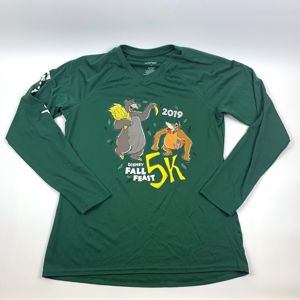 runDisney 2019 Wine & Dine Fall Feast 5K Womens V Neck Long Sleeve L Jungle Book